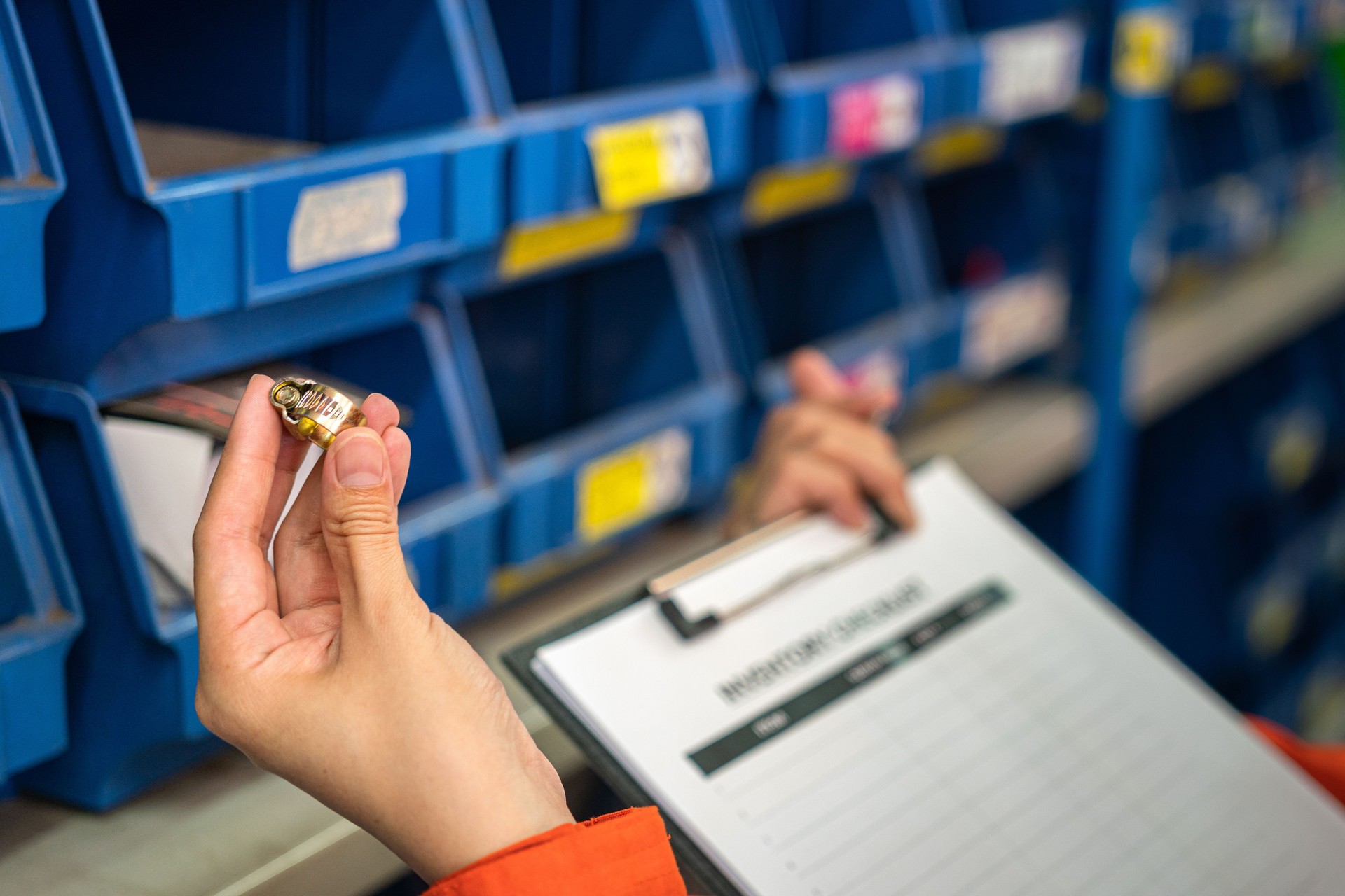 Performing equipment inventory checklist - Industrial working action.